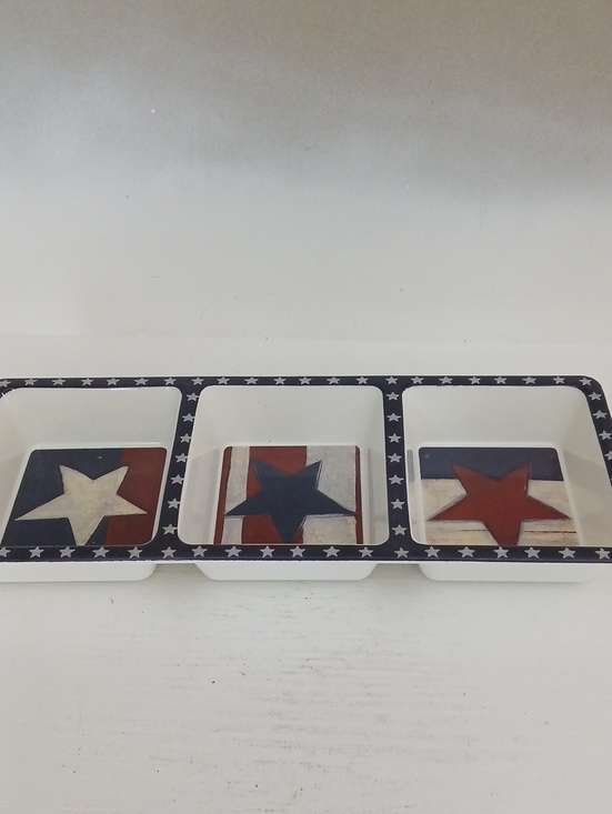 Other - Patriotic Triple Trinket Tray with Star Tiles